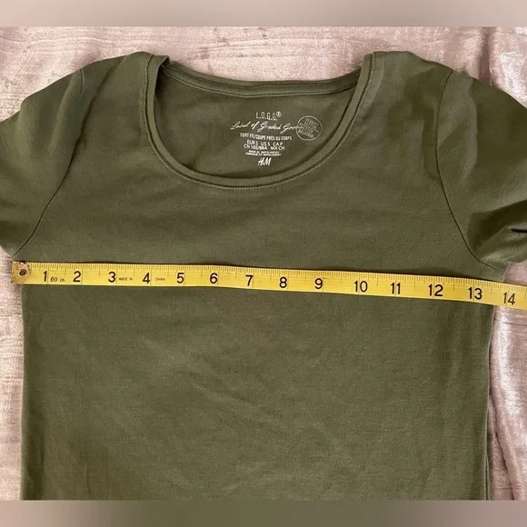 H&M Long Sleeve Ribbed T-Shirt Olive Green Size Small - Picture 8 of 11